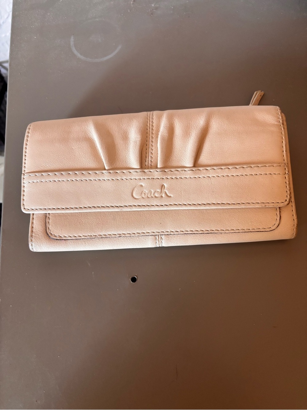Coach Leather Wallet - cream color